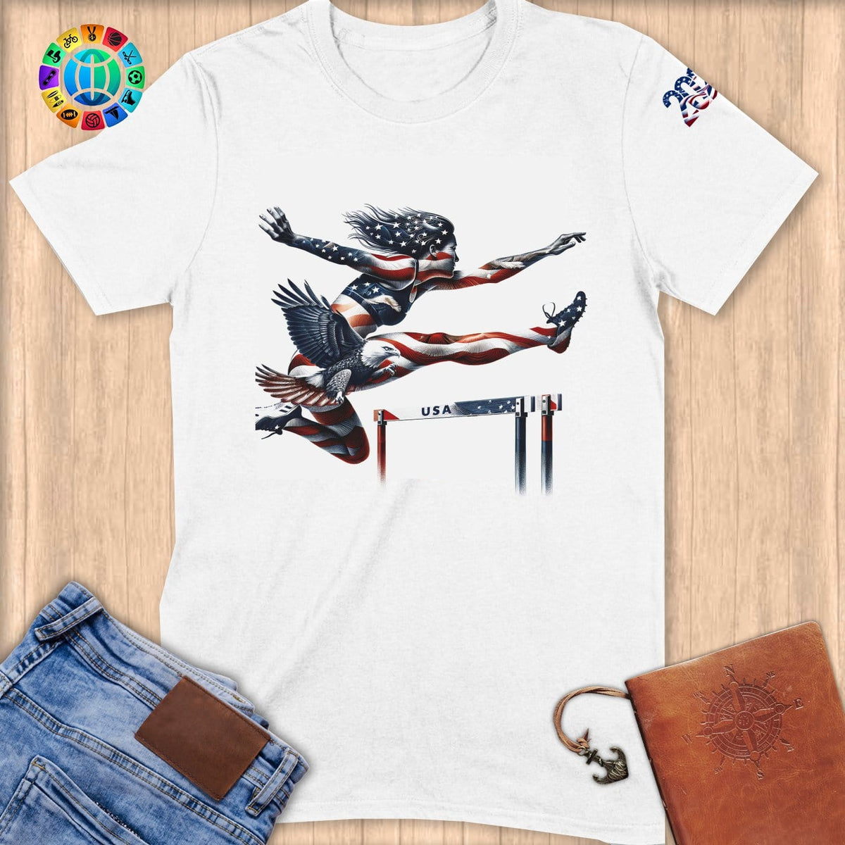 Physical Item S / White Patriotic Hurdler ~ Limited Edition "USA Excellence" ~ Softstyle T-Shirt