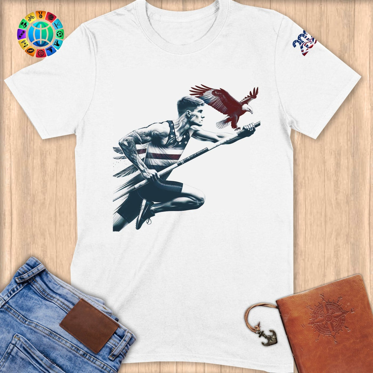 Physical Item S / White Pole Leaps~Limited Edition 2024 "USA Excellence" ~ Softstyle T-Shirt
