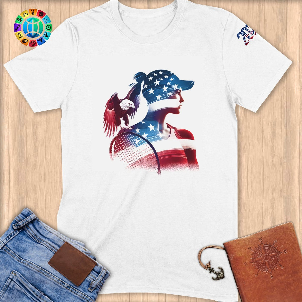 Physical Item S / White Racket Wings~Limited Edition 2024 "USA Excellence" ~ Softstyle T-Shirt