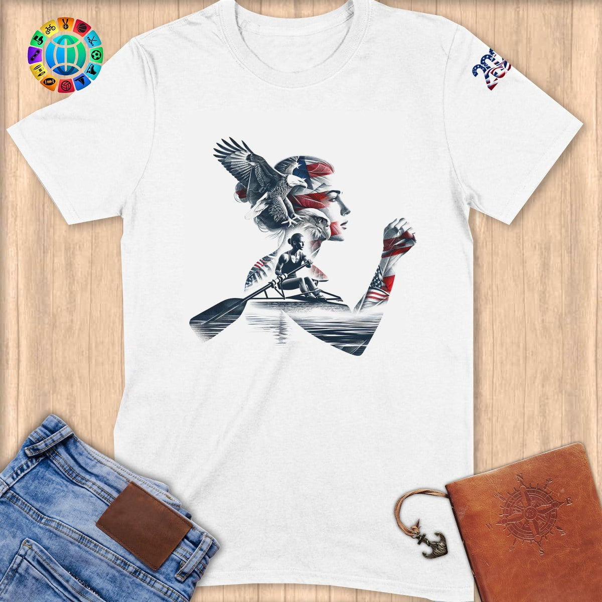 Physical Item S / White Rowing Freedom ~ Limited Edition "USA Excellence" ~ Softstyle T-Shirt
