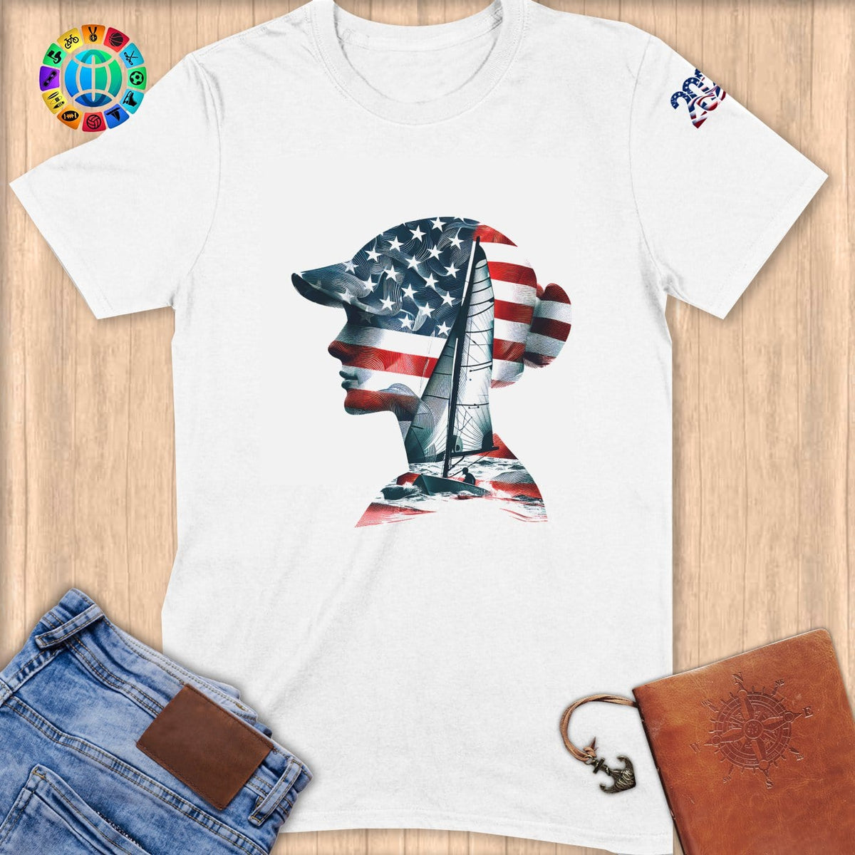Physical Item S / White Sailing Bliss ~ Limited Edition 2024 "USA Excellence" ~ Softstyle T-Shirt
