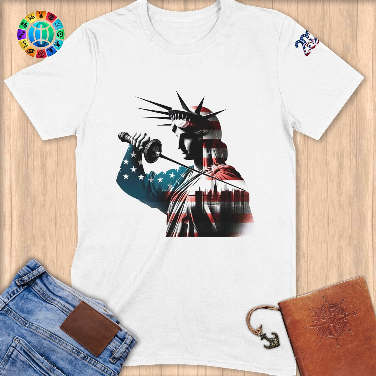 Physical Item S / White Stars Fencing ~ Limited Edition 2024 "USA Excellence" ~ Softstyle T-Shirt