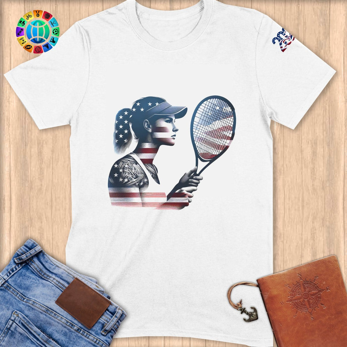 Physical Item S / White Tennis Eagle ~ Limited Edition 2024 "USA Excellence" ~ Softstyle T-Shirt