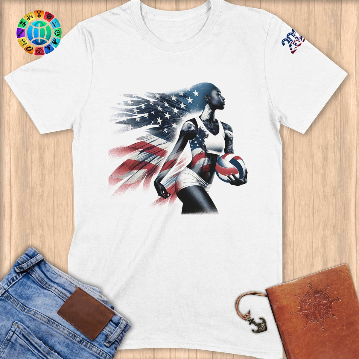Physical Item S / White Volley Eagle Wings ~ Limited Edition "USA Excellence" ~ Softstyle T-Shirt