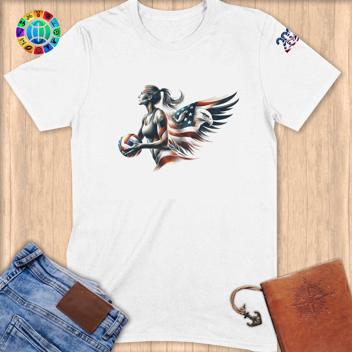 Physical Item S / White Volleyball Patriot Eagle~Limited Edition 2024 "USA Excellence" ~ Softstyle T-Shirt