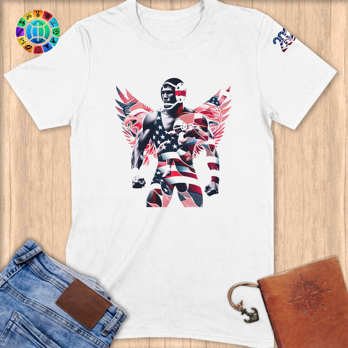Physical Item S / White Wrestling eagle~Limited Edition 2024 "USA Excellence" ~ Softstyle T-Shirt