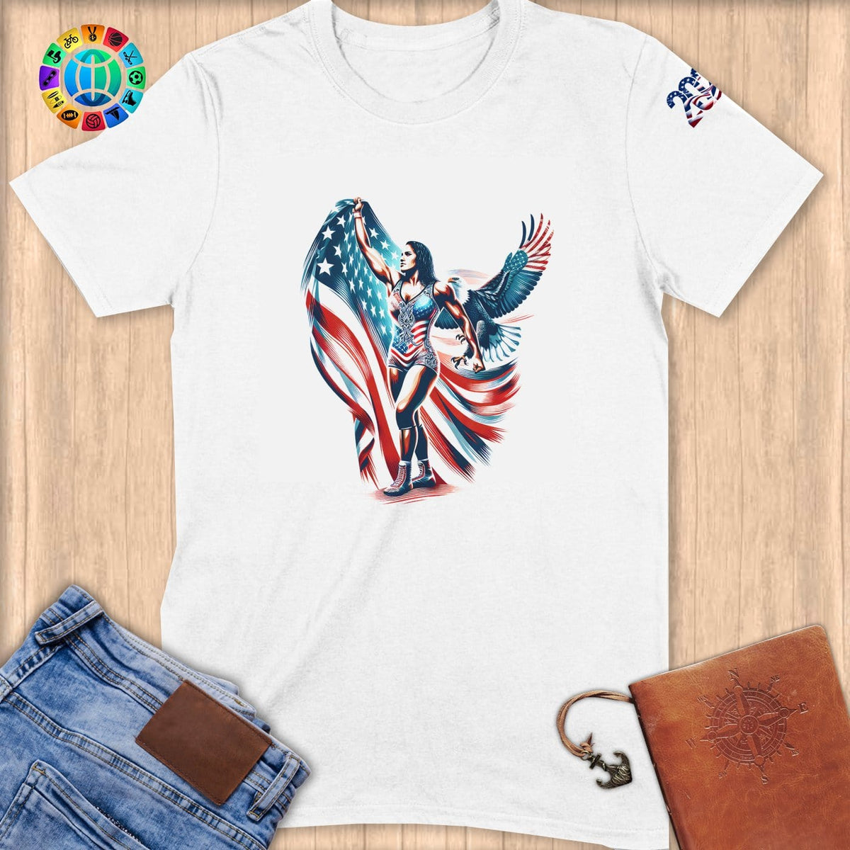 Physical Item S / White Wrestling Goddess~Limited Edition 2024 "USA Excellence" ~ Softstyle T-Shirt