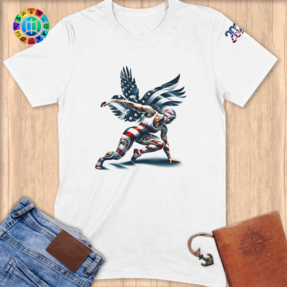 Physical Item S / White Wrestling Star~Limited Edition 2024 "USA Excellence" ~ Softstyle T-Shirt